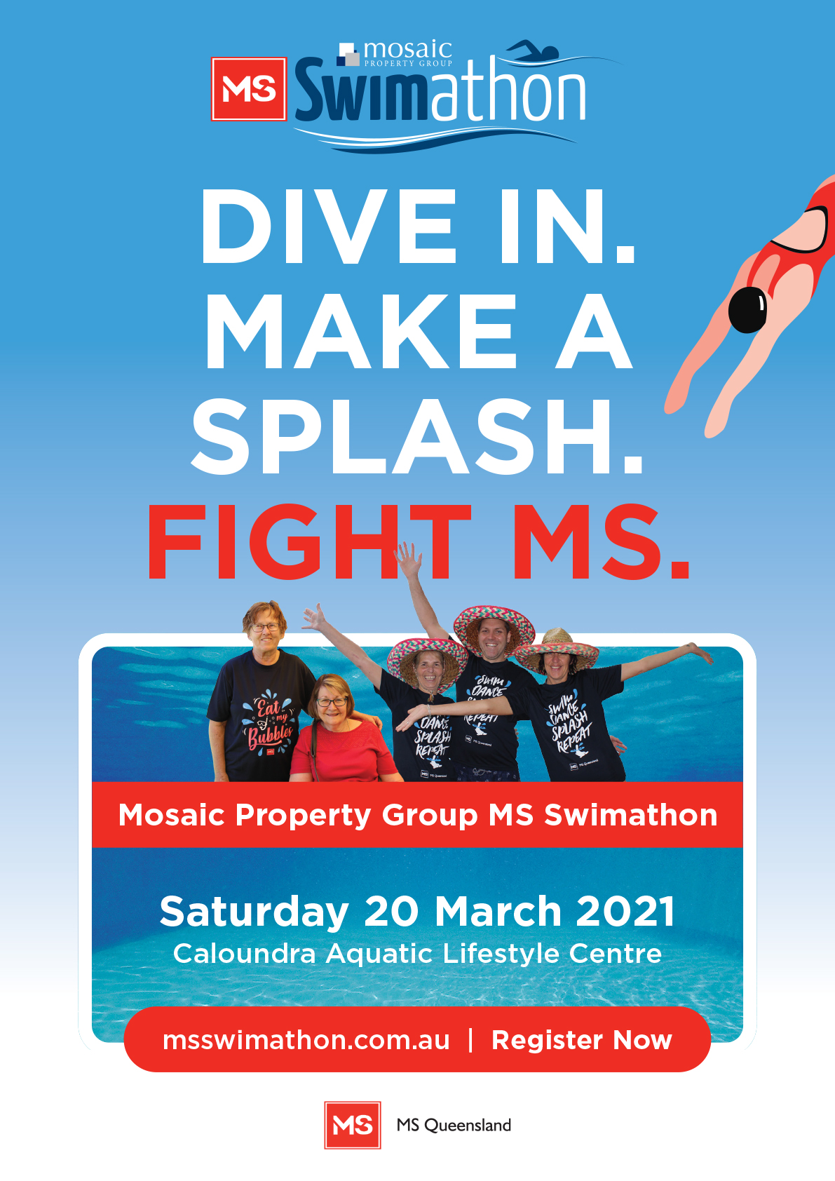 Event Poster- Mosaic Property Group MS Swimathon (Sunshine Coast)